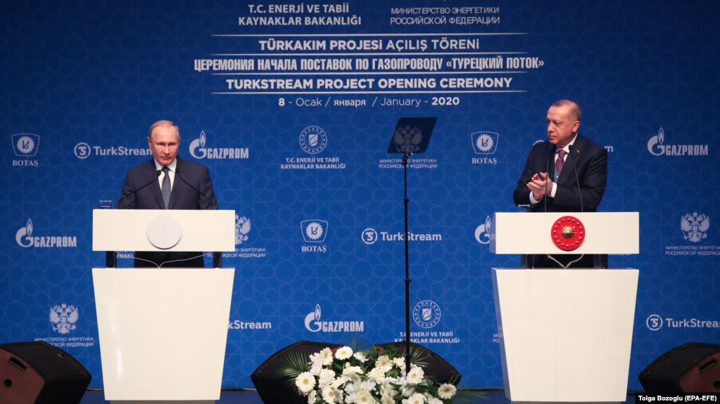 Орусия менен Түркиянын президенттери «Түрк агымы» газ куурунун ачылышына катышты