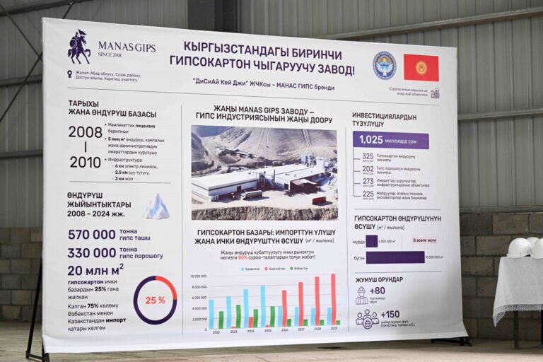 Жалал-Абад облусунда 11,7 млн долларга бааланган гипсокартон заводу ачылды