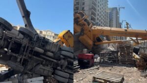 Бишкекте курулушта автокран оодарылып кетти. Компанияга айып пул салынып, жумушчулар жазаланды — Новости Кыргызстана