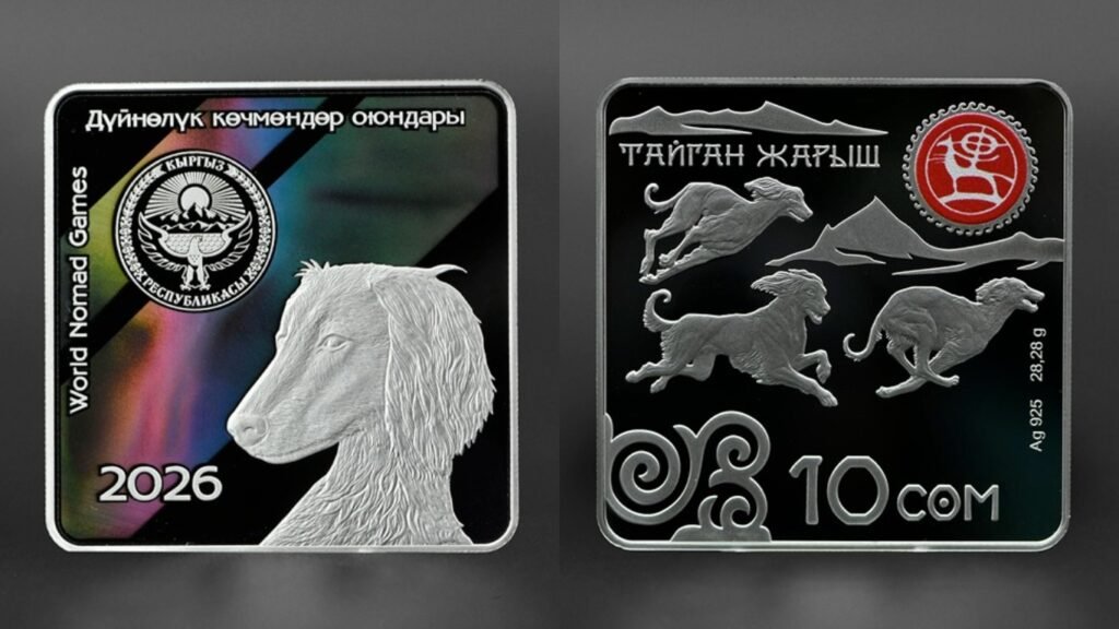 Дүйнөлүк көчмөндөр оюндарына арналган «Тайган жарыш» күмүш монетасы жүгүртүүгө чыкты